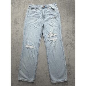 Sneak Peek Jeans Womens 28‎ Light Wash High Rise Loose Fit Distressed Ripped